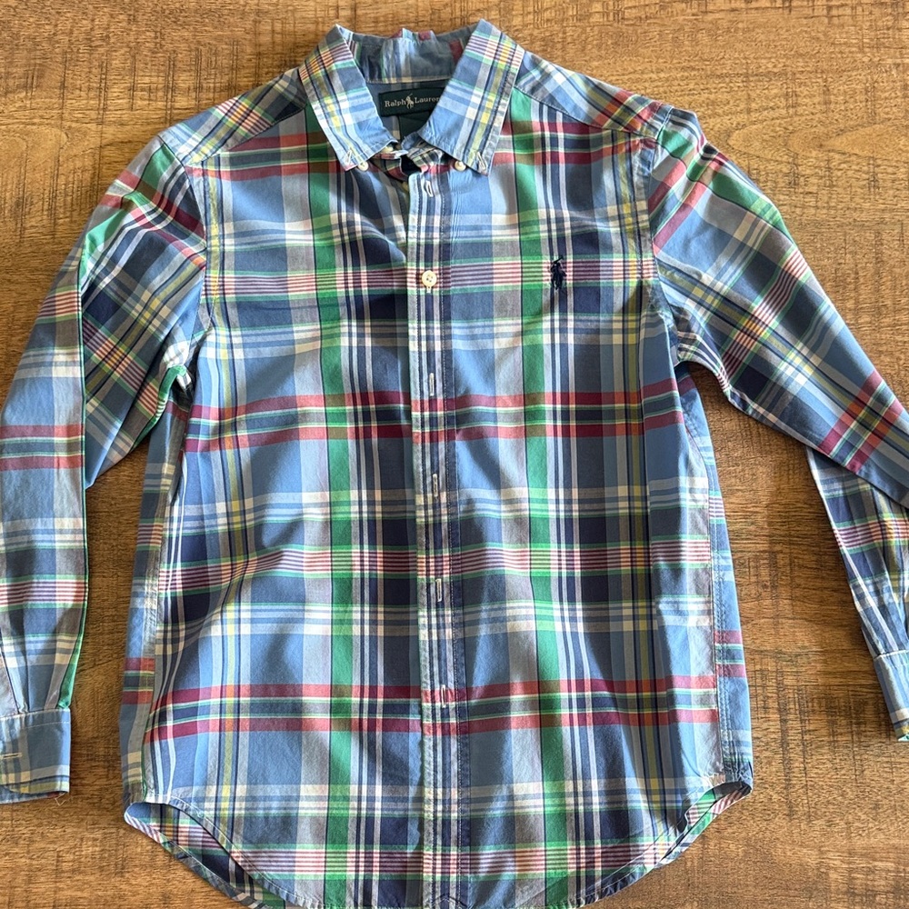 Ralph Lauren Boys Blue and Red Plaid Shirt